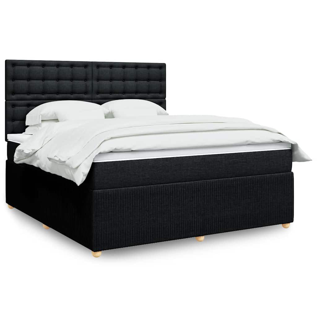 vidaXL Κρεβάτι Boxspring με Στρώμα Μαύρο 180x200 εκ. Υφασμάτινο