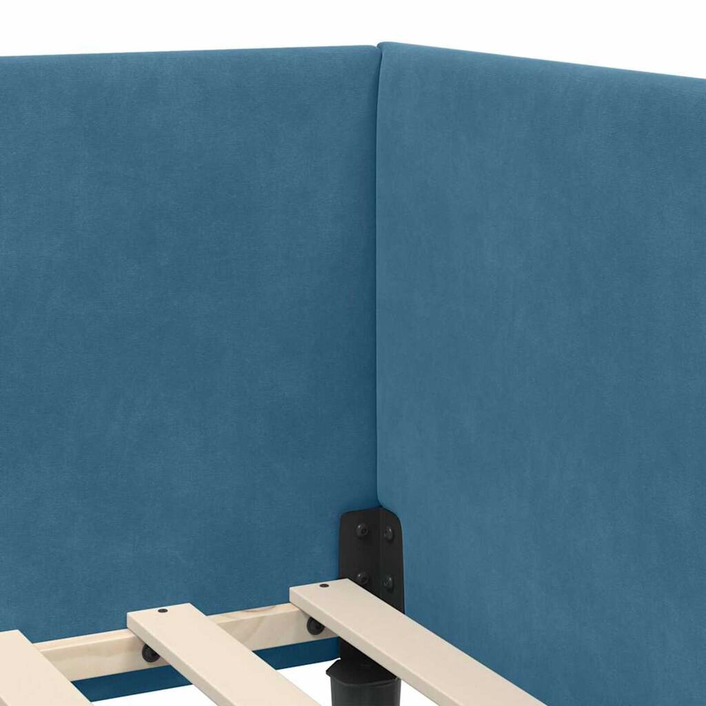vidaXL Κρεβάτι Γωνίας Μπλε 90 x 190 cm Βελούδο και Εργοστασιακό ξύλο