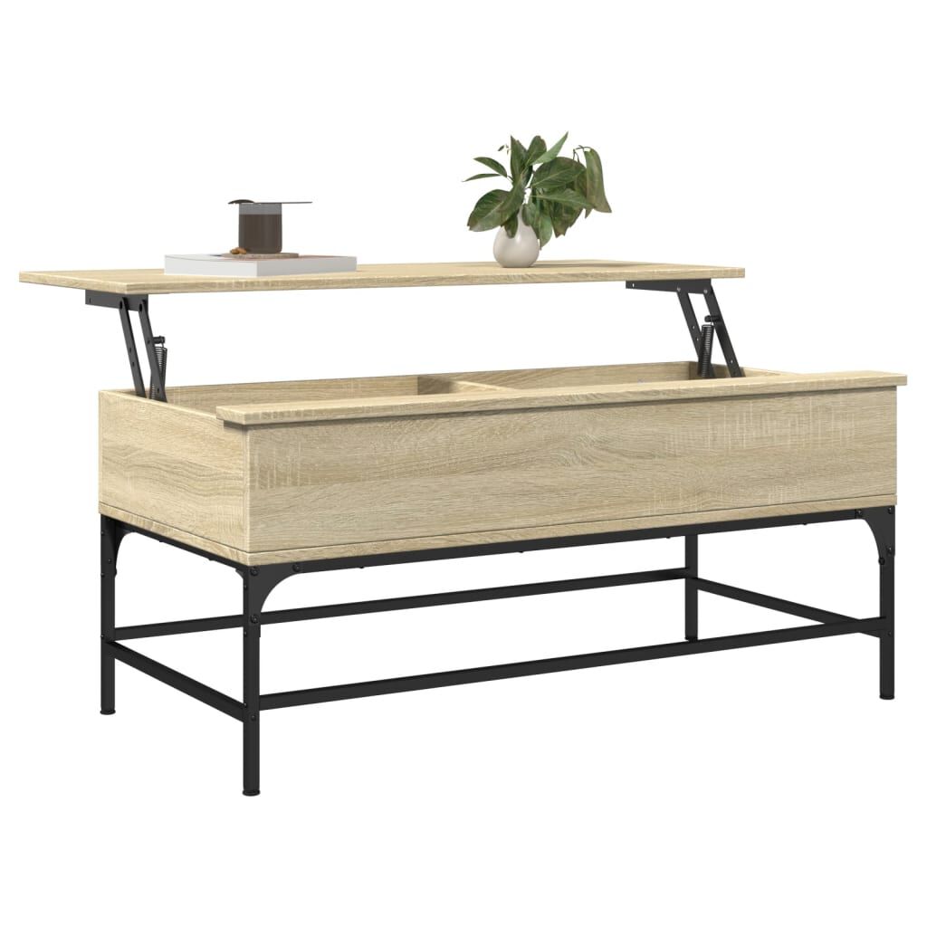 vidaXL Τραπεζάκι Σαλονιού Sonoma Δρυς 100x50x45εκ Επεξ. Ξύλο + Μέταλλο