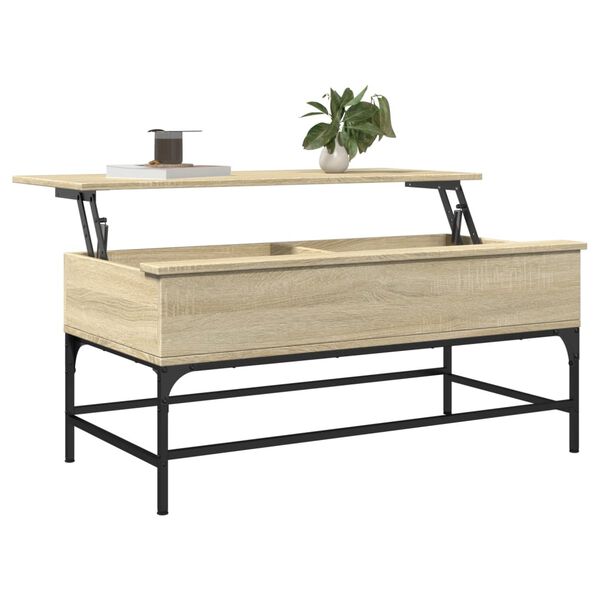 vidaXL Τραπεζάκι Σαλονιού Sonoma Δρυς 100x50x45εκ Επεξ. Ξύλο + Μέταλλο