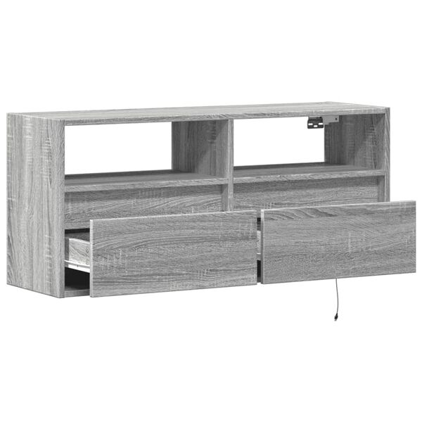 vidaXL Έπιπλο Τοίχου Τηλεόρασης με LED Γκρι Sonoma 100x31x45 εκ.