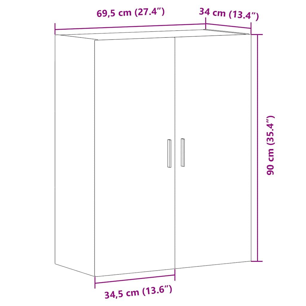 vidaXL Επίτοιχο ντουλάπι Παλιό ξύλο 69,5x34x90 cm