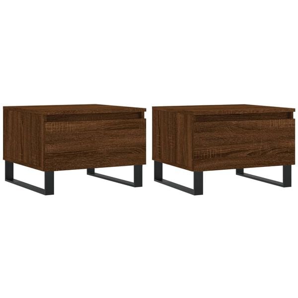 vidaXL Τραπεζάκια Σαλονιού 2 τεμ. Καφέ Δρυς 50x46x35 εκ. Επεξ. Ξύλο