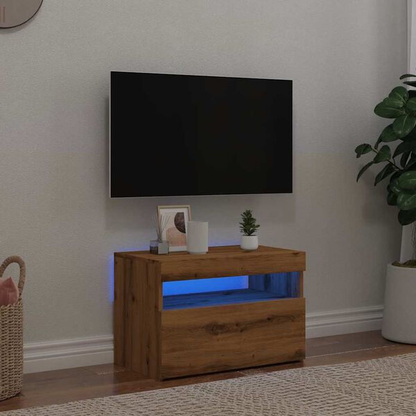 ντουλάπι τηλεόρασης vidaXL με φώτα LED Artisan Oak Κατασκευασμένο ξύλο