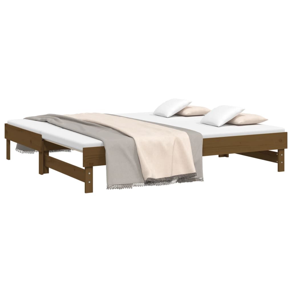 vidaXL Καναπές Κρεβάτι Συρόμενος Μελί 2x(75x190) εκ. Μασίφ Ξύλο Πεύκου