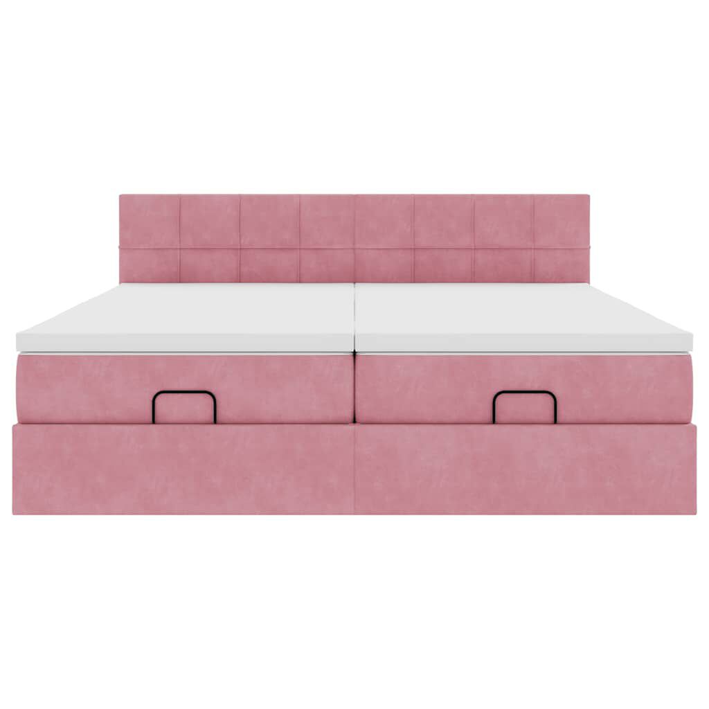 vidaXL Οθωμανικό κρεβάτι με στρώματα ροζ 180x200cm Velvet