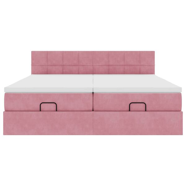 vidaXL Οθωμανικό κρεβάτι με στρώματα ροζ 180x200cm Velvet