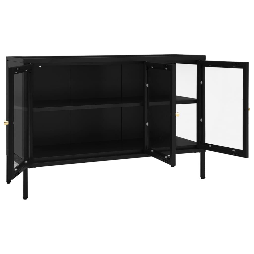 vidaXL Μπουφές Μαύρος 105 x 35 x 70 εκ. από Ατσάλι και Γυαλί