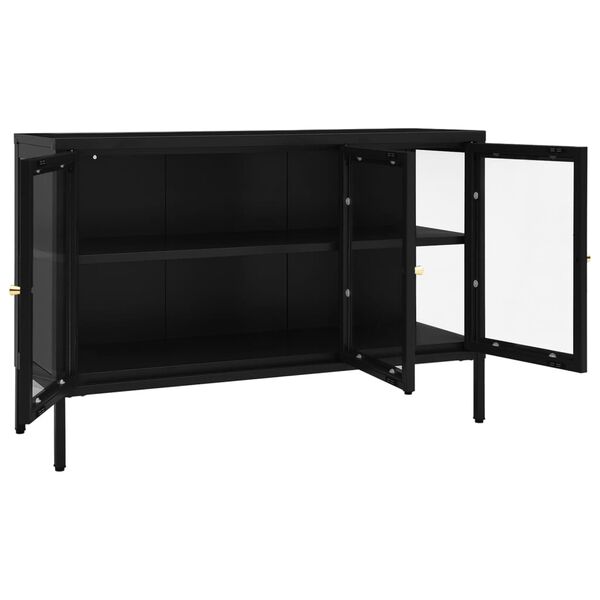 vidaXL Μπουφές Μαύρος 105 x 35 x 70 εκ. από Ατσάλι και Γυαλί