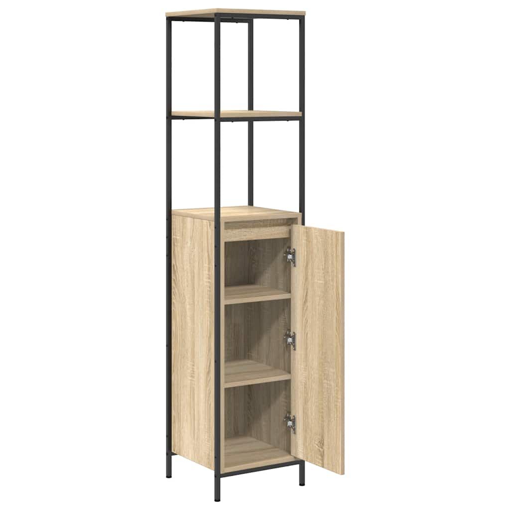 vidaXL Ντουλάπι μπάνιου με ράφια Sonoma δρυς 36x35x165 εκ.