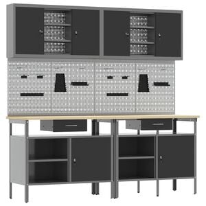 vidaXL &Sigma;&epsilon;&tau; &pi;ά&gamma;&kappa;&omicron;&upsilon; &epsilon;&rho;&gamma;&alpha;&sigma;ί&alpha;&sigmaf; &mu;&epsilon; &sigma;&upsilon;&rho;&tau;ά&rho;&iota; &mu;&epsilon; &rho;ά&phi;&iota; 8 pcs &Kappa;ό&kappa;&kappa;&iota;&nu;&omicron; &kappa;&alpha;&iota; &Gamma;&kappa;&rho;&iota;