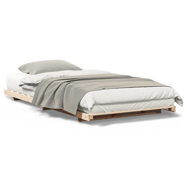 vidaXL Κρεβάτι δαπέδου Καφέ 100 x 210 cm Μασίφ ξύλο πεύκου
