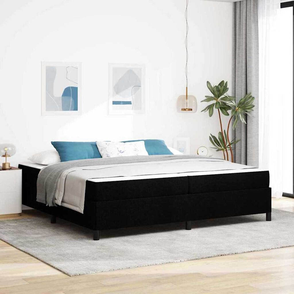 vidaXL Κρεβάτι με ελατήρια Μαύρο και Μαύρο 200 x 200 cm