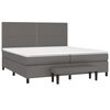 vidaXL Κρεβάτι Boxspring με Στρώμα Γκρι 200x200 εκ. Συνθετικό Δέρμα