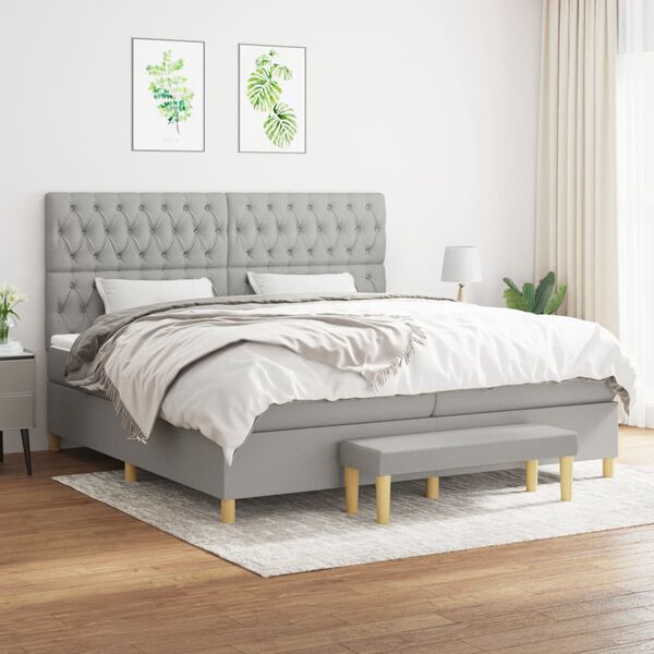 vidaXL &Kappa;&rho;&epsilon;&beta;ά&tau;&iota; Boxspring &mu;&epsilon; &Sigma;&tau;&rho;ώ&mu;&alpha; &Alpha;&nu;&omicron;&iota;&chi;&tau;ό &Gamma;&kappa;&rho;&iota; 200x200 &epsilon;&kappa;. &Upsilon;&phi;&alpha;&sigma;&mu;ά&tau;&iota;&nu;&omicron;
