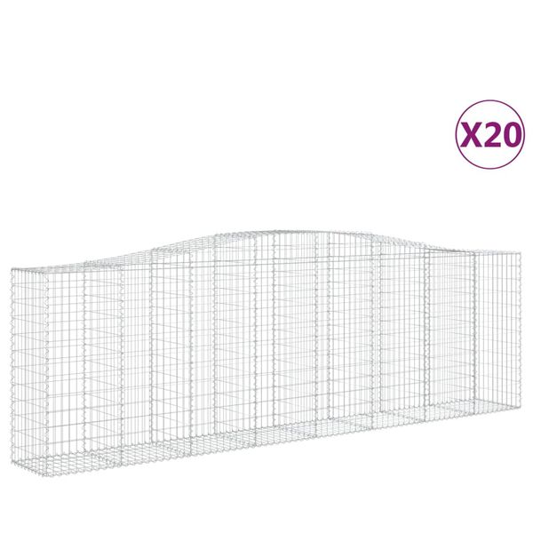 vidaXL Συρματοκιβώτια Τοξωτά 20 τεμ. 400x50x120/140 εκ. Γαλβαν. Ατσάλι
