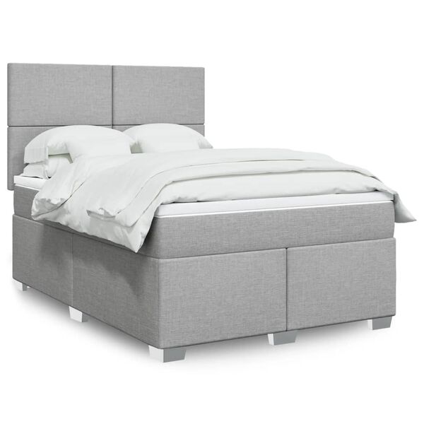vidaXL Κρεβάτι Boxspring με Στρώμα Ανοιχτό Γκρι 140x190 εκ. Υφασμάτινο
