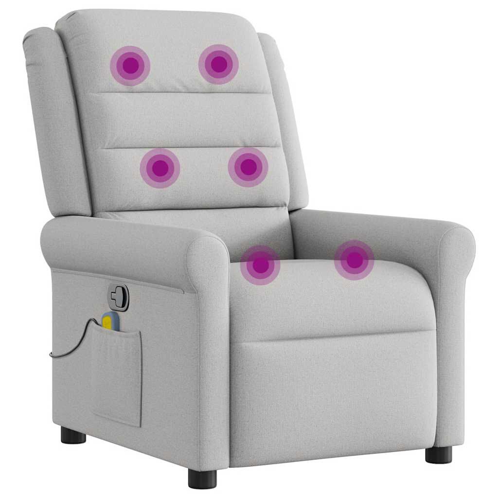 vidaXL καρέκλα ανάκλισης μασάζ Cloud Grey Fabric