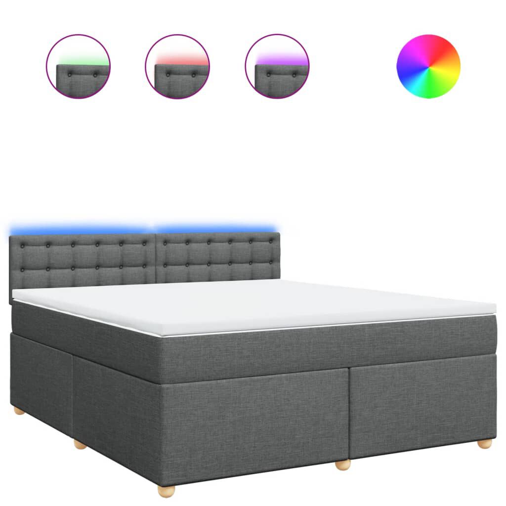 vidaXL Κρεβάτι Boxspring με Στρώμα Σκούρο Γκρι 180x200 εκ Υφασμάτιν