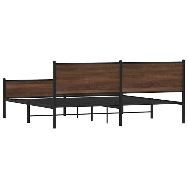 vidaXL Σκελετός Κρεβ. Χωρίς Στρώμα Καφέ Δρυς 200x200 εκ. Μεταλλικό
