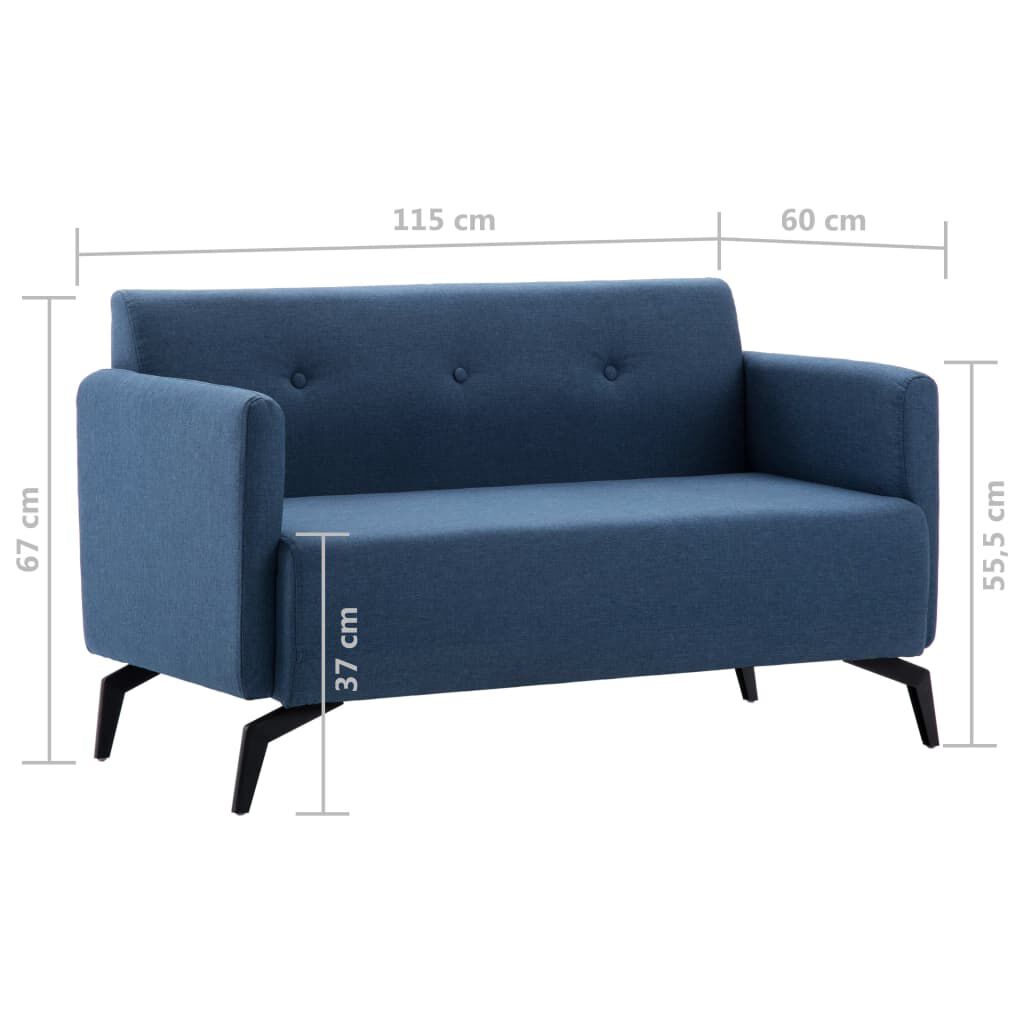 vidaXL Καναπές Διθέσιος Μπλε 115x60x67 εκ. Υφασμάτινη Ταπετσαρία