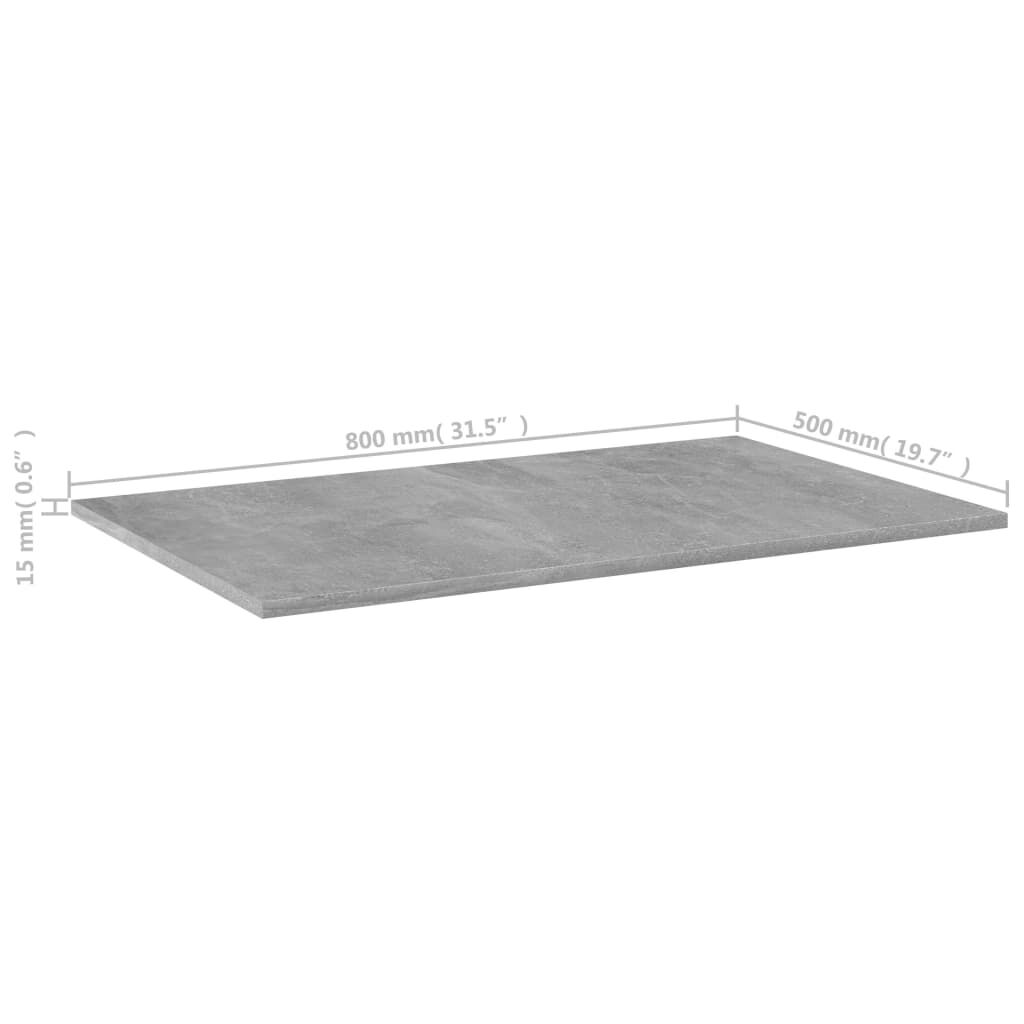 vidaXL Ράφια Βιβλιοθήκης 4 τεμ. Γκρι Σκυροδ. 80x50x1,5 εκ. Επεξ. Ξύλο