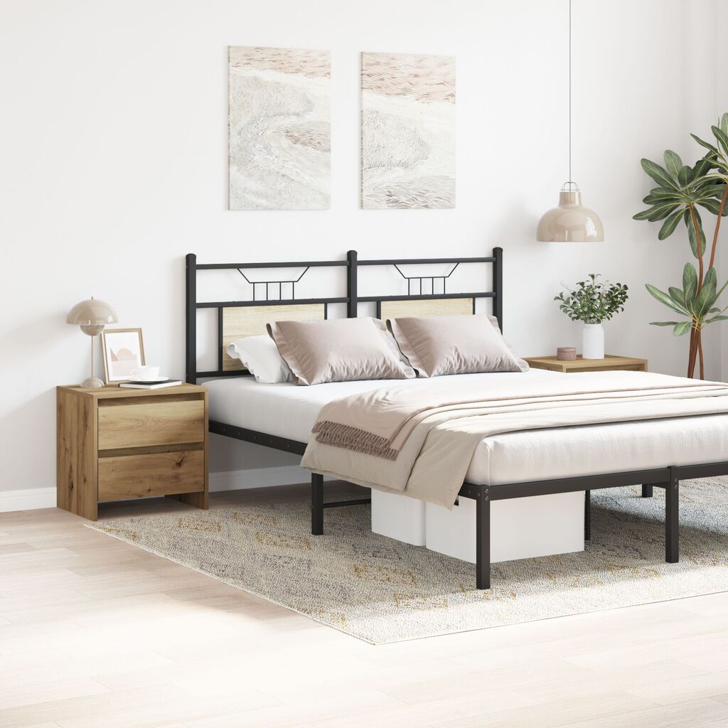 vidaXL Κομοδίνο 2 τεμ Καλλιτεχνική Δρυς 45x34x44,5 εκ Επεξεργασμένο ξύλο