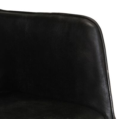 vidaXL Πολυθρόνα Κουνιστή Μαύρη από Γνήσιο Δέρμα με Υποπόδιο
