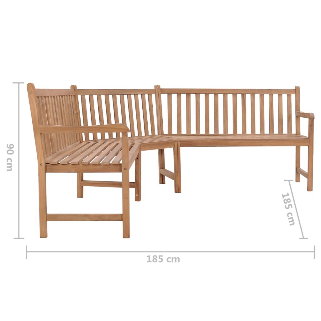 vidaXL Παγκάκι Γωνιακό Κήπου 185 x 185 x 90 εκ. από Μασίφ Ξύλο Teak