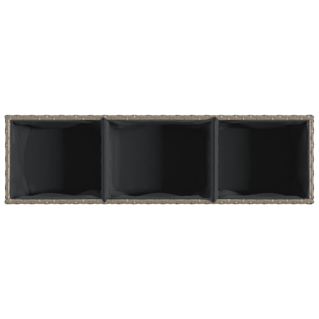 vidaXL Ζαρντινιέρα Κήπου Γκρι 105x30x32 εκ. Συνθ. Ρατάν με 3 Γλάστρες