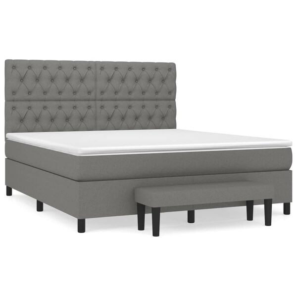 vidaXL Κρεβάτι Boxspring με Στρώμα Σκούρο Γκρι 160x200 εκ Υφασμάτινο