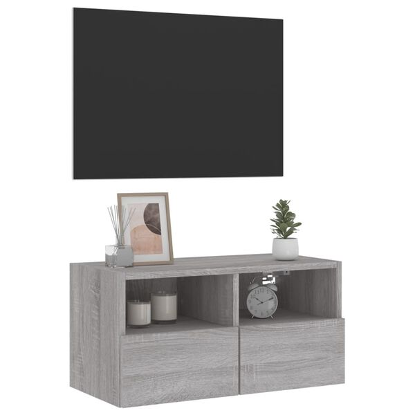 vidaXL Ντουλάπι Τοίχου Τηλεόρασης Γκρι Sonoma 60x30x30εκ Επεξ Ξύλο