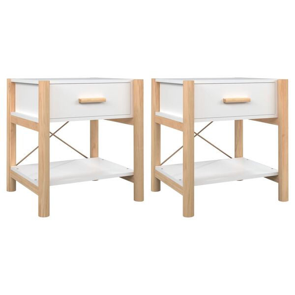 vidaXL Κομοδίνα 2 τεμ. Λευκά 42 x 38 x 45 εκ. από Επεξεργασμένο Ξύλο