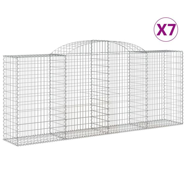 vidaXL Συρματοκιβώτια Τοξωτά 7 τεμ. 300x50x120/140 εκ. Γαλβαν. Ατσάλι