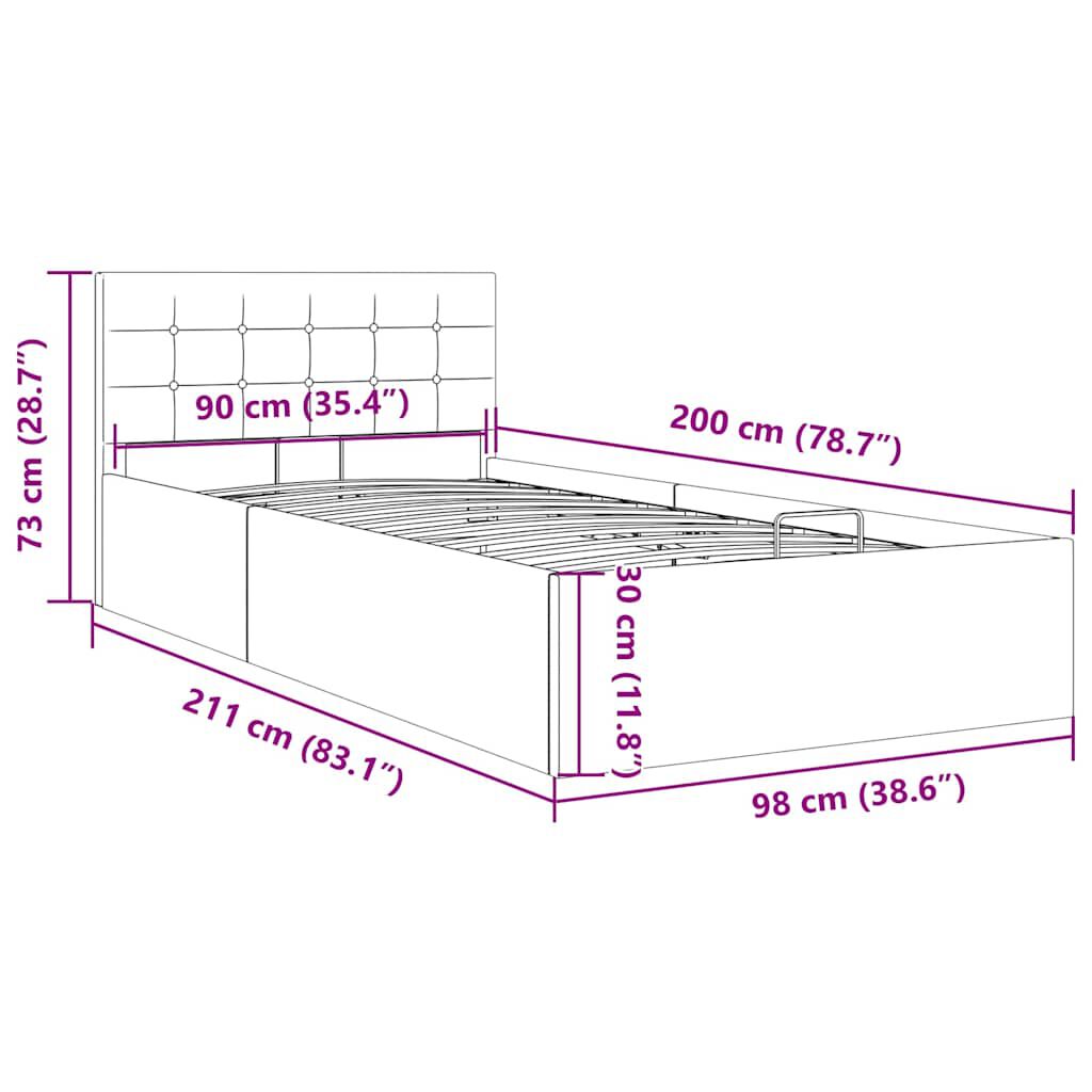 vidaXL Πλαίσιο Κρεβατιού με Αποθηκ. Χώρο Taupe 90x200 εκ. Υφασμάτινο
