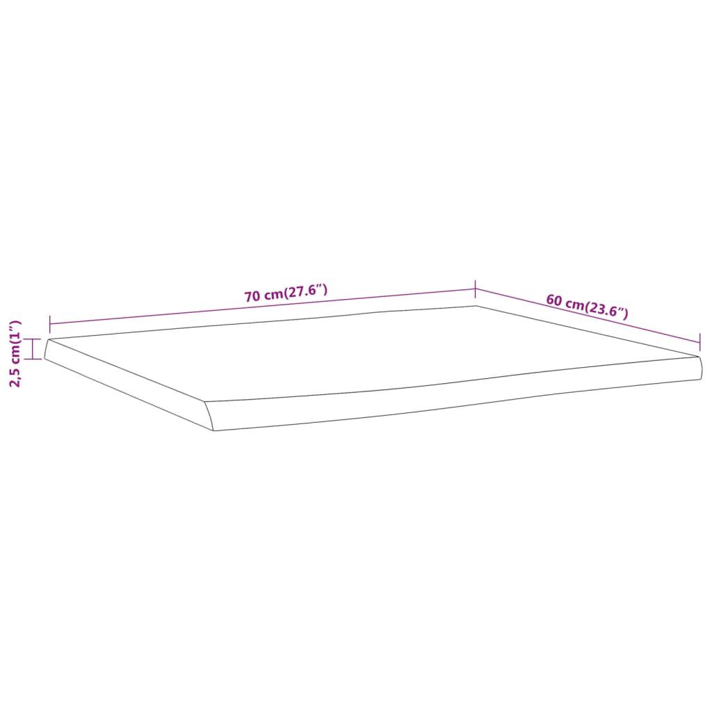 vidaXL Επιφάνεια Τραπεζιού Ορθογώνια 70x60x2,5 εκ. Μασίφ Ξύλο Ακακίας