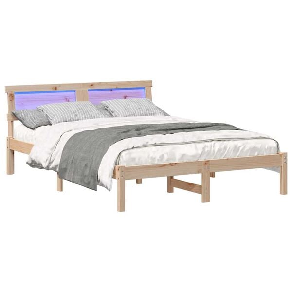 vidaXL Σκελετός Κρεβατιού Καφέ 135 x 190 cm Μασίφ ξύλο πεύκου