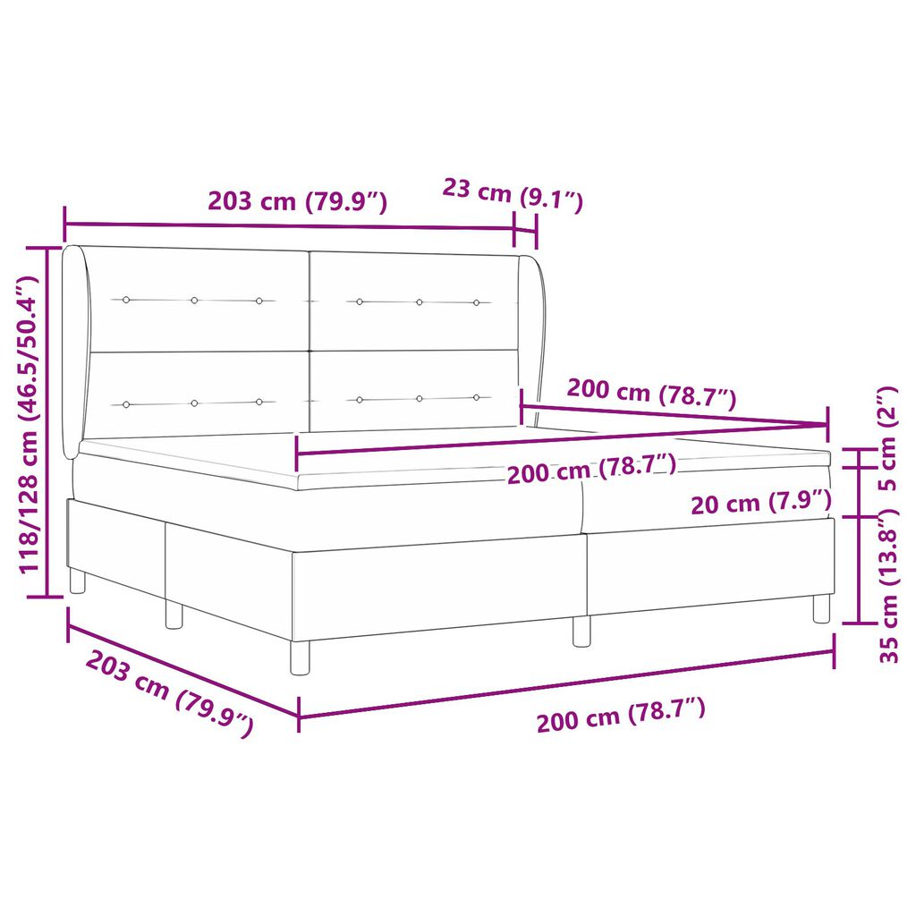vidaXL Κρεβάτι Box Spring με Στρώμα - Κρεμ, 200x200 εκ. Ύφασμα