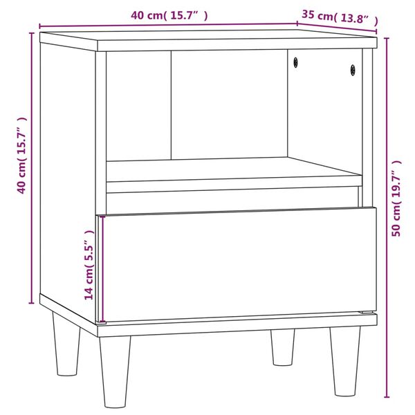 vidaXL Κομοδίνα 2 τεμ. Γυαλιστερό Λευκό 40 x 35 x 50 εκ.