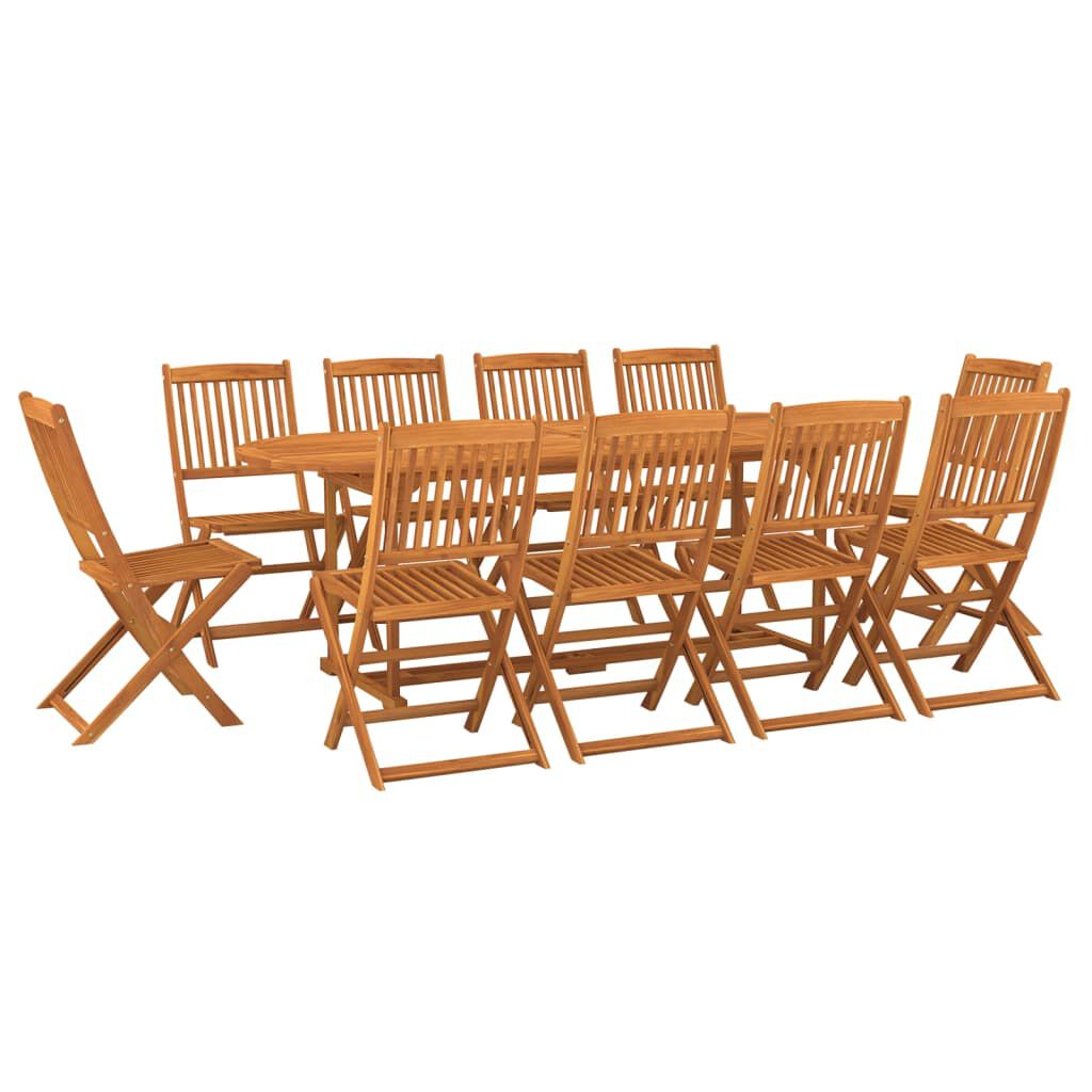 vidaXL Σετ Τραπεζαρίας Κήπου 11 Τεμαχίων 220x90x75 εκ. Μασίφ Ακακία