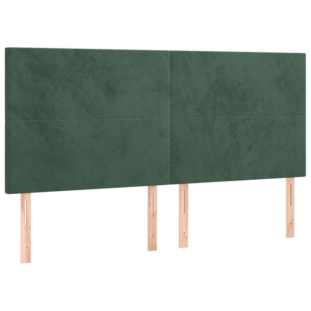 vidaXL Κρεβάτι Boxspring με Στρώμα & LED Σκ. Πράσινο 200x200εκ Βελούδο