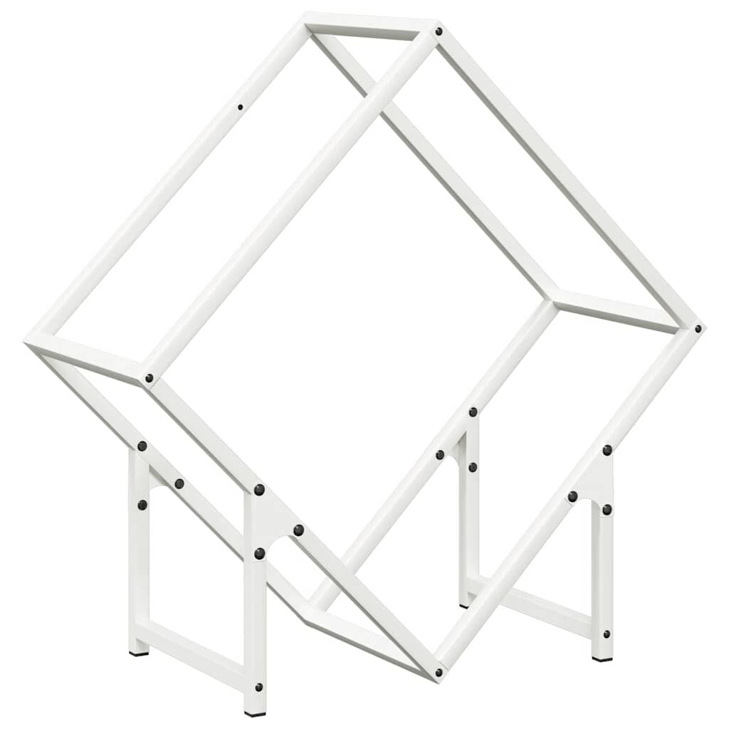 vidaXL Ράφι για καυσόξυλα Λευκό 60x25x60 cm Ατσάλι ψυχρής έλασης