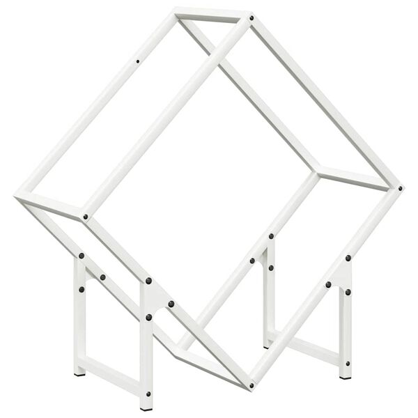 vidaXL Ράφι για καυσόξυλα Λευκό 60x25x60 cm Ατσάλι ψυχρής έλασης