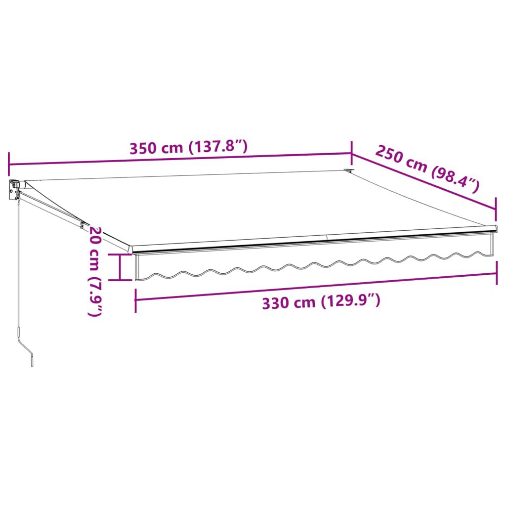 vidaXL Τέντα Πτυσσόμενη Ανθρακί και Λευκή 3,5x2,5μ. Ύφασμα / Αλουμίνιο