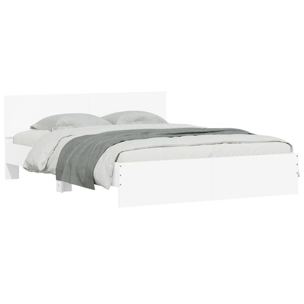 vidaXL Πλαίσιο Κρεβατιού με Κεφαλάρι/LED Λευκό 150 x 200 εκ