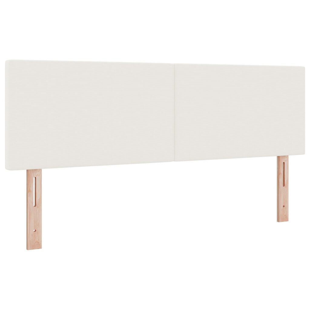 vidaXL Κρεβάτι Box Spring με Στρώμα & LED Κρέμα 160x200 εκ. Ύφασμα κορδούρας