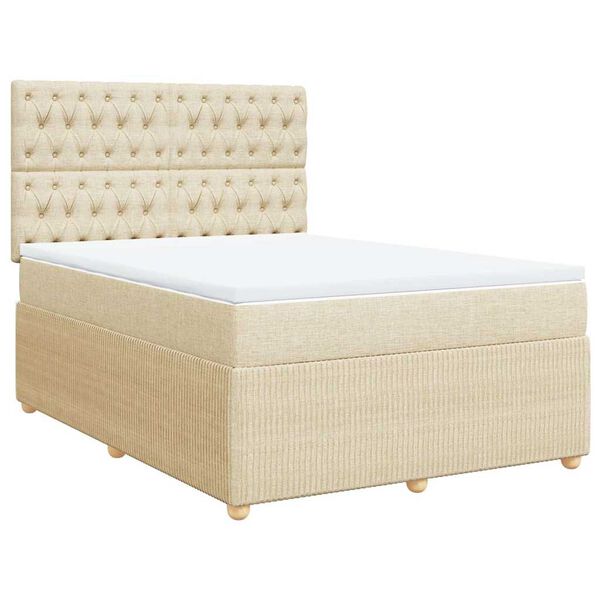 vidaXL &Kappa;&rho;&epsilon;&beta;ά&tau;&iota; Boxspring &mu;&epsilon; &Sigma;&tau;&rho;ώ&mu;&alpha; &Kappa;&rho;&epsilon;&mu; 160x200 &epsilon;&kappa;. &Upsilon;&phi;&alpha;&sigma;&mu;ά&tau;&iota;&nu;&omicron;