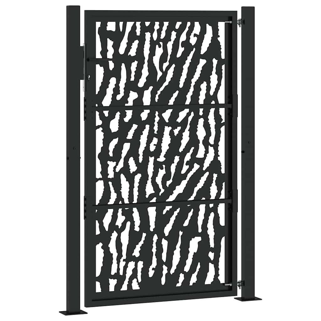 vidaXL Πύλη κήπου Μαύρη 105x155 cm Ατσάλινη σχεδίαση ίχνους