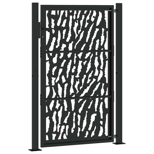 vidaXL Πύλη κήπου Μαύρη 105x155 cm Ατσάλινη σχεδίαση ίχνους