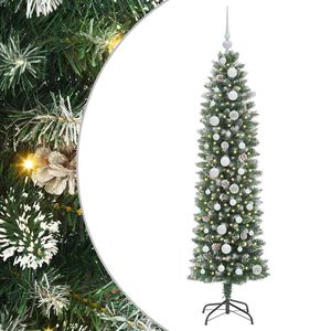 vidaXL Τεχνητό Λεπτό Χριστουγεννιάτικο Δέντρο Πράσινο και λευκό 150 cm